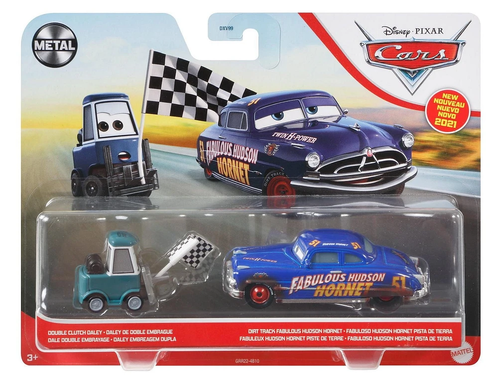Pack de 2 véhicules Double Clutch Daley & Dirt Track Fabulous Hudson Hornet du film Cars 3 de Disney•Pixar
