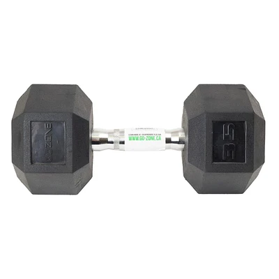 GoZone Rubber-Coated Hex Dumbbell – Black/Chrome, No-roll design