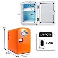 Coca-Cola Mini réfrigérateur thermoélectrique portable, capacité de 6 canettes, 4 L/4,2 qt, 12 V DC/110 V AC pour la maison, dortoir, voiture, bateau, soins de la peau, boissons, collations, médicamen