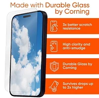 Protection d'écran en verre Corning durable pour iPhone 15 Pro/iPhone 14 Pro Grande clarté et anti-salissures