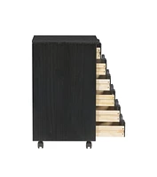 Craydon Six-Drawer Rolling Storage Cart, Black