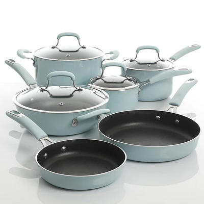 Kenmore Elite Andover 10-Piece Nonstick Cookware Set, Glacier Blue