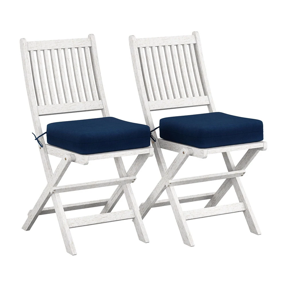 Chaises de salle à manger pliantes portables d'extérieur en bois dur massif Miramar de CorLiving avec coussins de siège - Ensemble de 2
