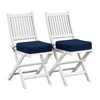 Chaises de salle à manger pliantes portables d'extérieur en bois dur massif Miramar de CorLiving avec coussins de siège - Ensemble de 2