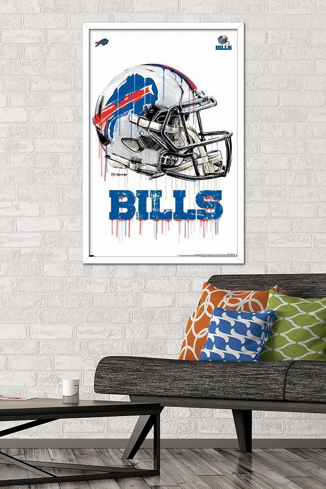 NFL Buffalo Bills - Drip Helmet 20 Wall Poster with Magnetic Frame