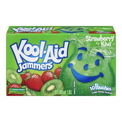 Kool-Aid Jammers, Strawberry Kiwi, 10 x 180 mL Pouches