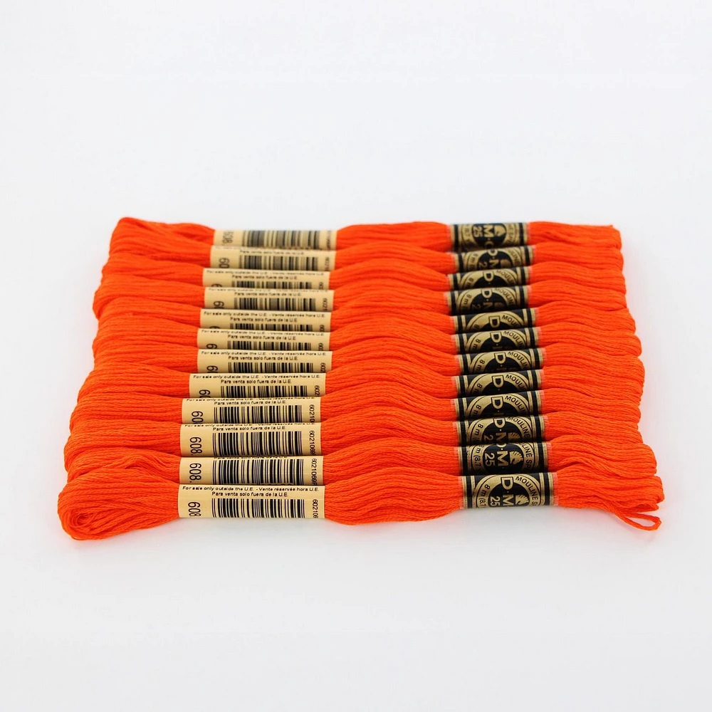DMC Cotton 6 Strand Floss 8m - Orange, 6 Strand