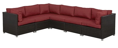 Innesbrook Collection Ensemble de conversation de patio en aluminium 6 pièces avec coussins rouges