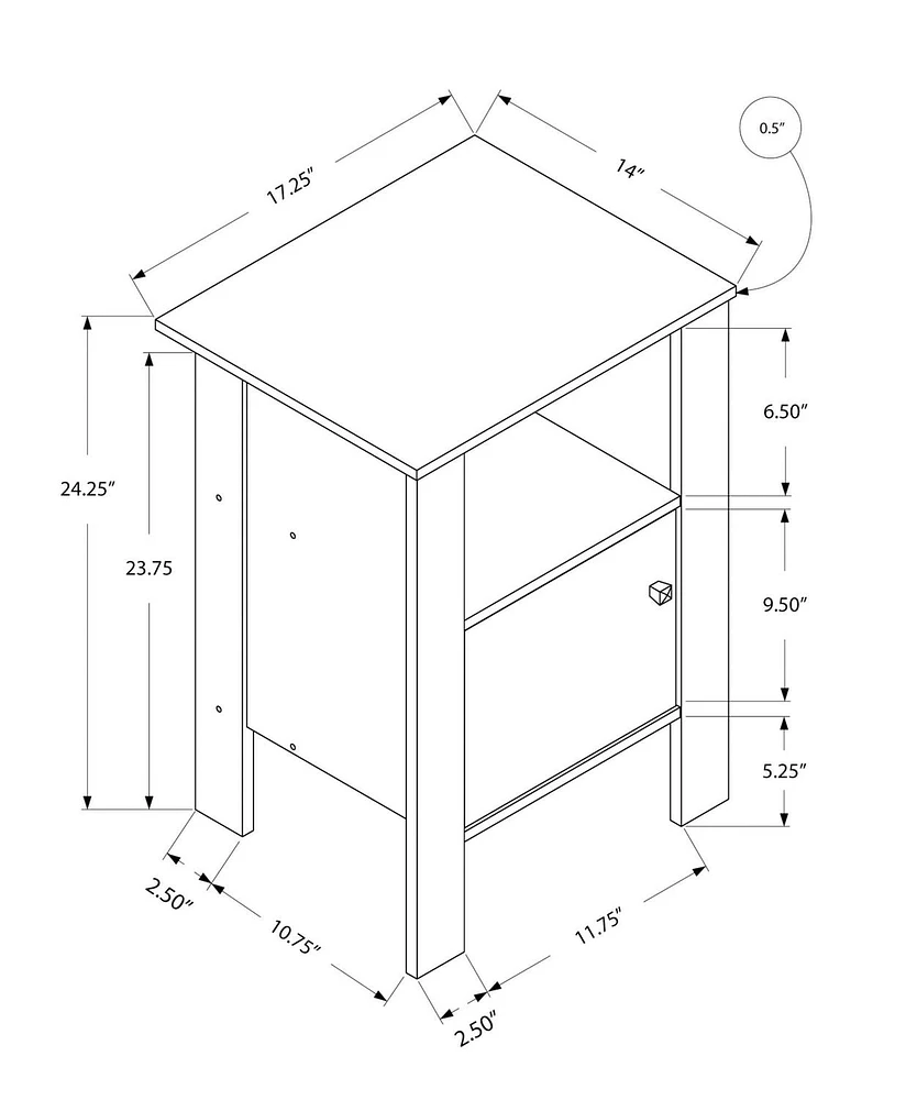 Monarch Specialties Accent Table, Side, End, Nightstand, Lamp, Storage, Living Room, Bedroom, Grey Laminate, Transitional
