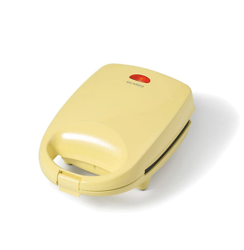 RICARDO Mini Plaque de Cuisson, Surface De Cuisson Compacte Antiadhésive, 4 Moules En Silicone, Chauffage Uniforme Haut Et Bas, Poignée Froide, Système De Verrouillage, Facile À Nettoyer