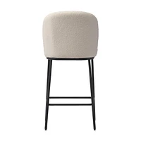 Ensemble de 2 tabourets de bar modernes rembourrés en tissu bouclé de luxe Addison de CorLiving - Tabourets de bar de 25,5 pouces à hauteur de comptoir pour îlot de cuisine - Tabourets modernes élégan