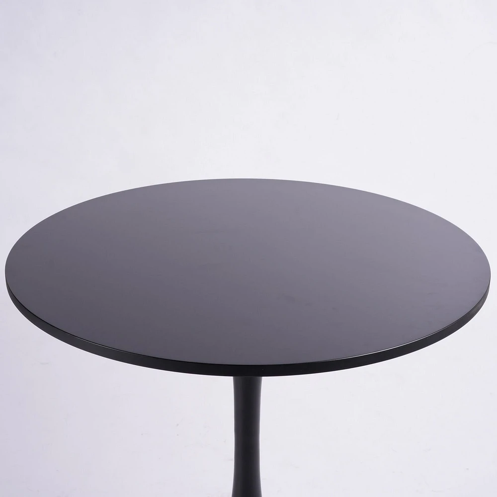 Homy Casa 31.5 Inch Dia Modern Round Dining Table - Sleek Bistro Table with Stable Base, White/ Black