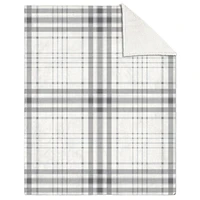 Safdie & Co. Couverture Jeté en Fausse Fourrure Ultra Doux avec Endos en Sherpa Carreaux Gris