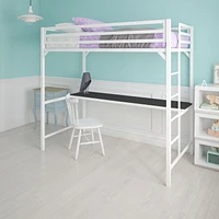 Lit mezzanine une place en métal Miles avec bureau