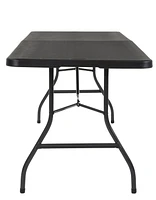Cosco Deluxe 8 Foot X 30 Inch Fold-in-Half Blow Molded Folding Table, White
