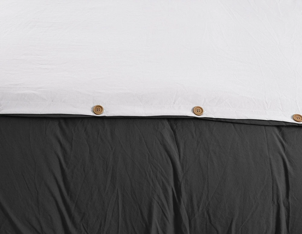 Ensemble de housse de couette réversible en tissu froissé naturel ultra doux