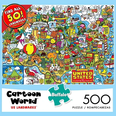 Buffalo Games - Cartoon World - US Landmarks - 500 Piece Jigsaw Puzzle