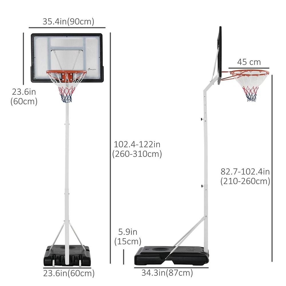 Soozier Support mobile de basket-ball Cerceau de basket-ball avec hauteur réglable
