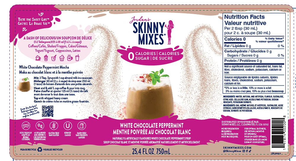 Syrup White Chocolate Peppermint SF, 750ml/6