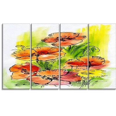 Art mural en métal Design Art Bouquet de coquelicots ultra brillant en cercle