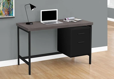 Monarch Specialties Computer Desk, Home Office, Laptop, Left, Right Set-up, Storage Drawers, 48"l, Work, Metal, Laminate, Black, Grey, Contemporary, Modern