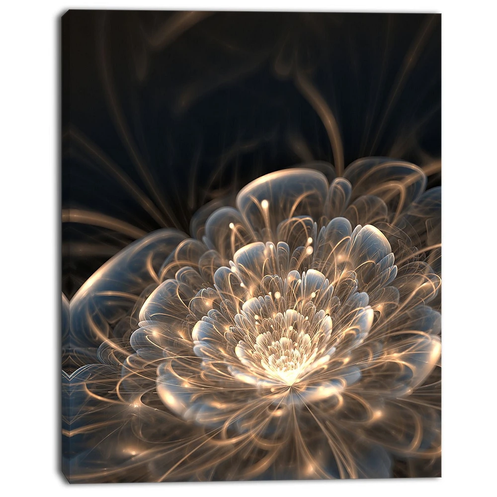 Design Art Fractal Flower with Golden Rays Floral Canvas Art Print