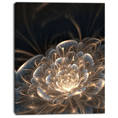 Design Art Fractal Flower with Golden Rays Floral Canvas Art Print