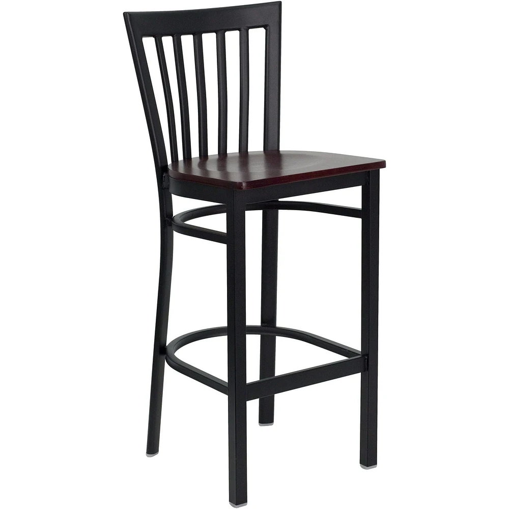 2 Pk. HERCULES Series Black School House Back Metal Restaurant Barstool