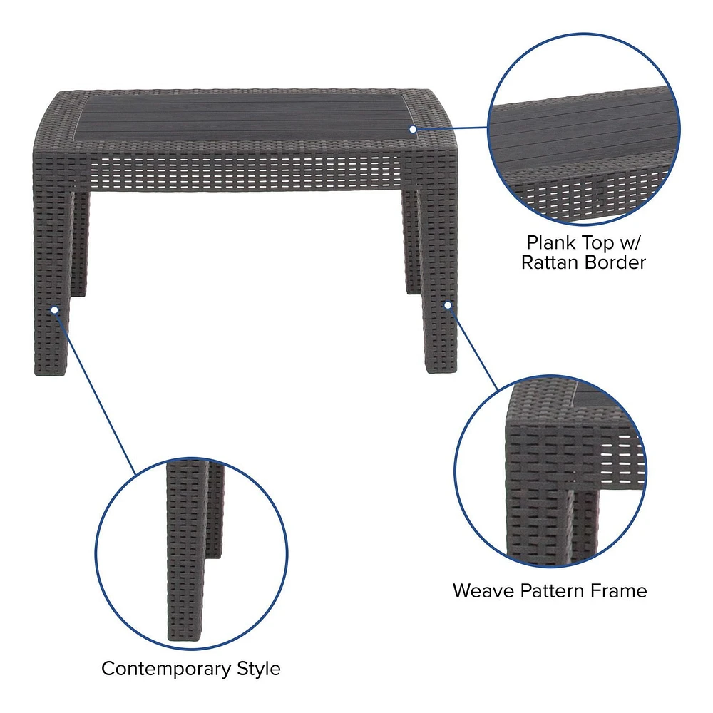 Light Gray Faux Rattan Coffee Table