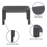 Light Gray Faux Rattan Coffee Table