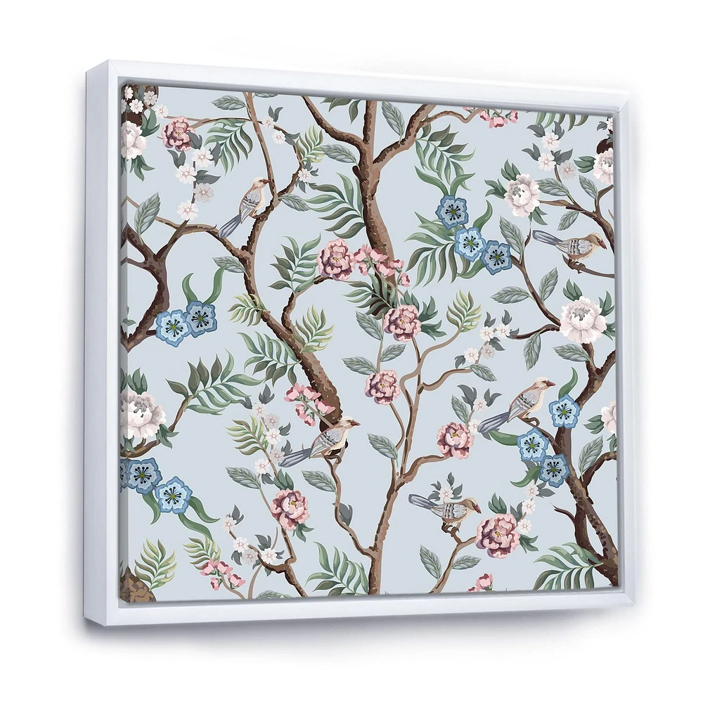 Designart Chinoiserie Aux Oiseaux Et Pivoines X ART MURAL À CADRE FLOTTÉ