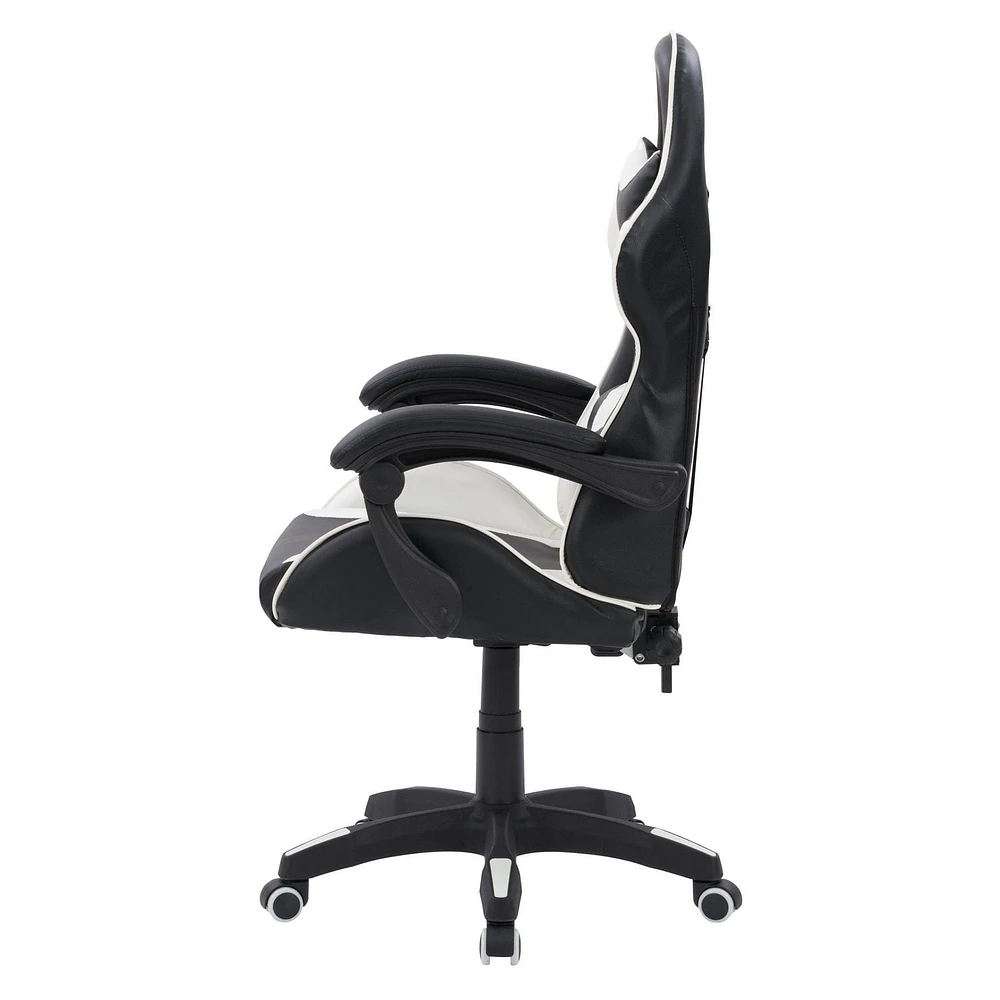 CorLiving Ravagers Vinyl PVC Fabric Ergonomic Adjustable Height Gaming Chair for Adults - High Back Computer Chair, Gamer and Video Game Chair