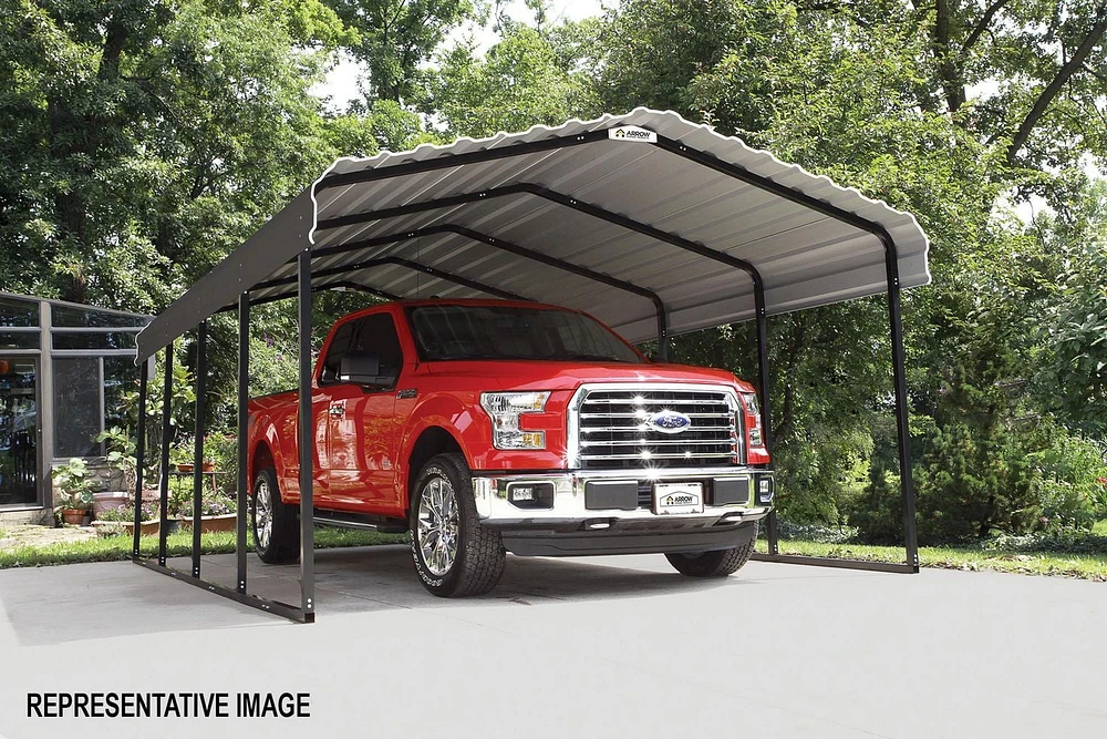 Steel Carport 12 x 24 x 7 ft. Galvanized Black/Charcoal