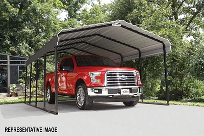 Steel Carport 12 x 24 x 7 ft. Galvanized Black/Charcoal