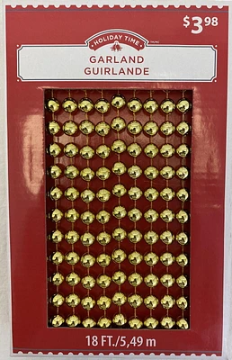 Guirlande de perles or de 18 pieds, pour Noël