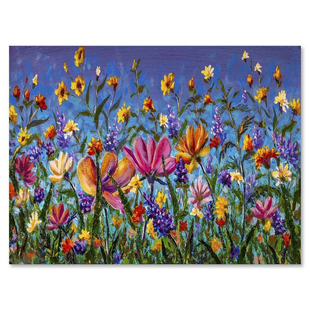 Designart Marguerites et fleurs sauvages dans le champ de jardin d'été I Art mural sur toile