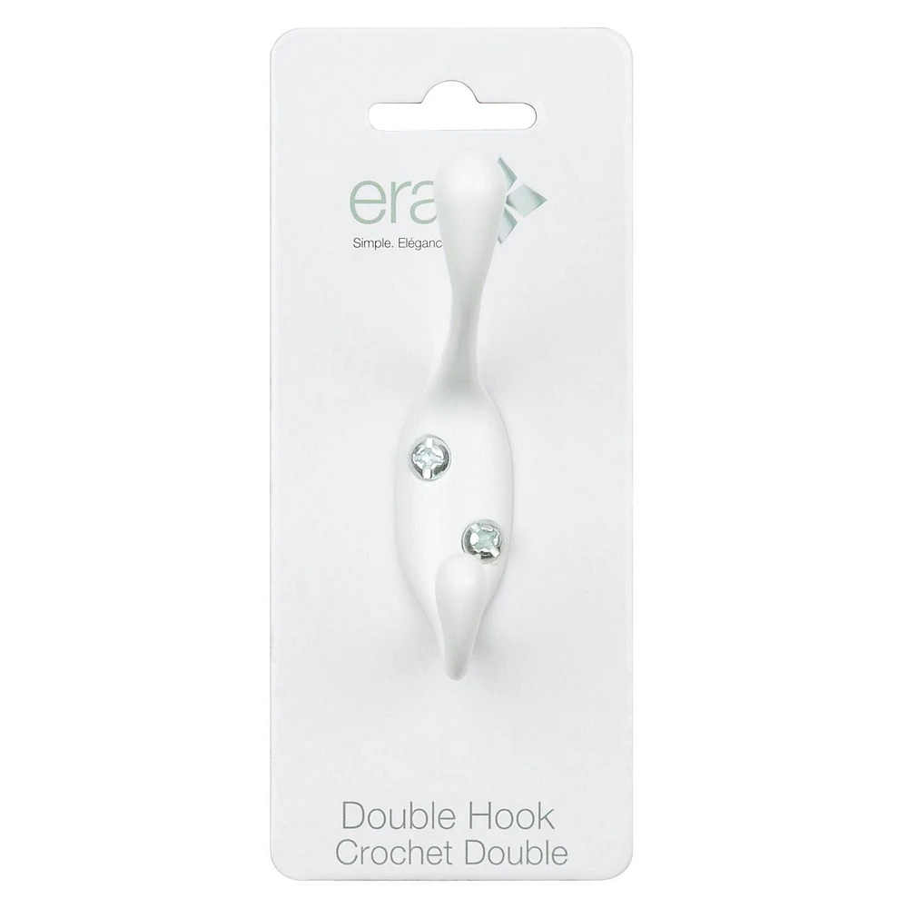 Era Double Paquet de 2 Crochet Blanc 3.25 x 0.75 x 2.25 po.