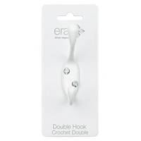 Era Double Paquet de 2 Crochet Blanc 3.25 x 0.75 x 2.25 po.