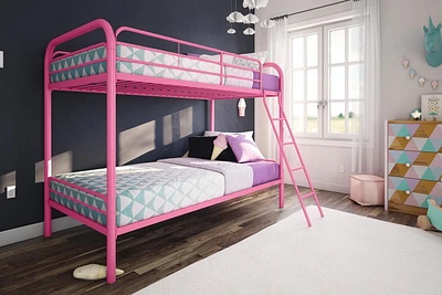 DHP Dusty Metal Bunk Bed, Pink