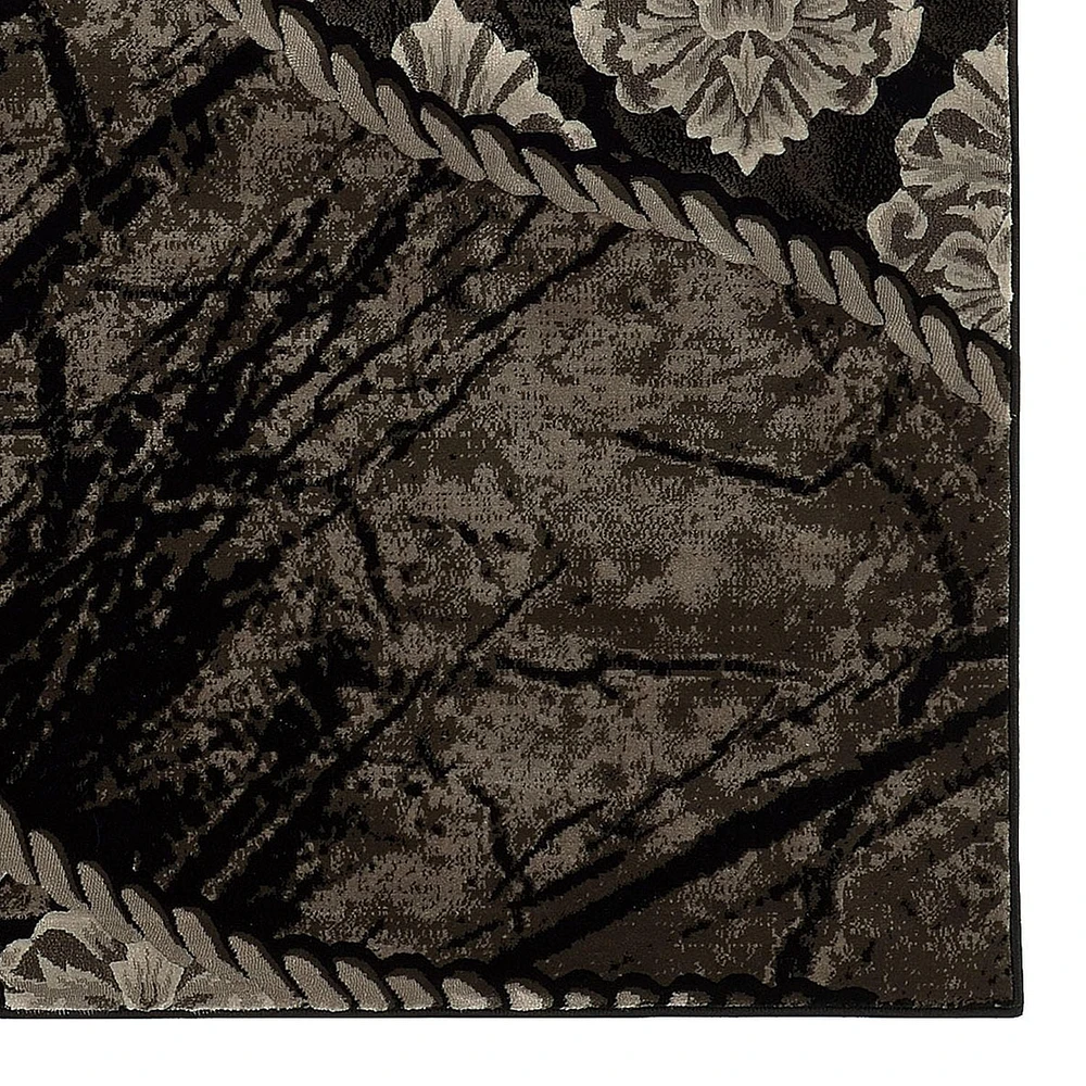 Tapis Bijou Ybor marron et noir de 5 pi x 7 pi 6 po