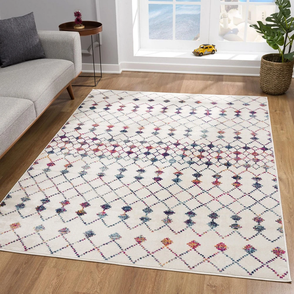 Tapis d'interieur Rug Branch Savannah Boho, beige bleu, moderne - Salon, chambre