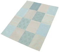 ECARPETGALLERY 5'8" x 7'8" Contemporary Collage Handmade Area Rug for Living Room, Dining Room and Bedroom in Blue