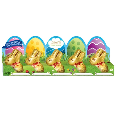 Mini lapins de Pâques en chocolat au lait GOLD BUNNY de Lindt – Boîte de 5 (50 g)