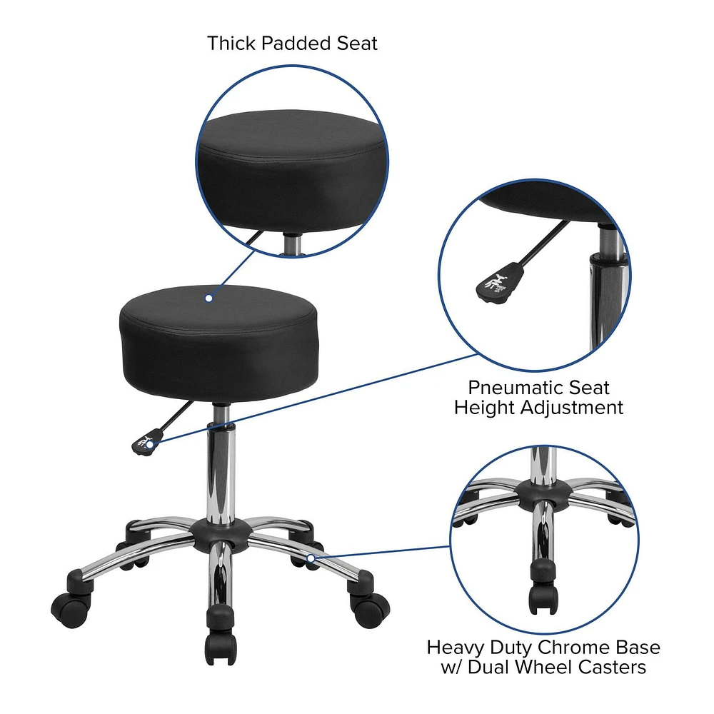 Tabouret médical ergonomique avec Base chromée