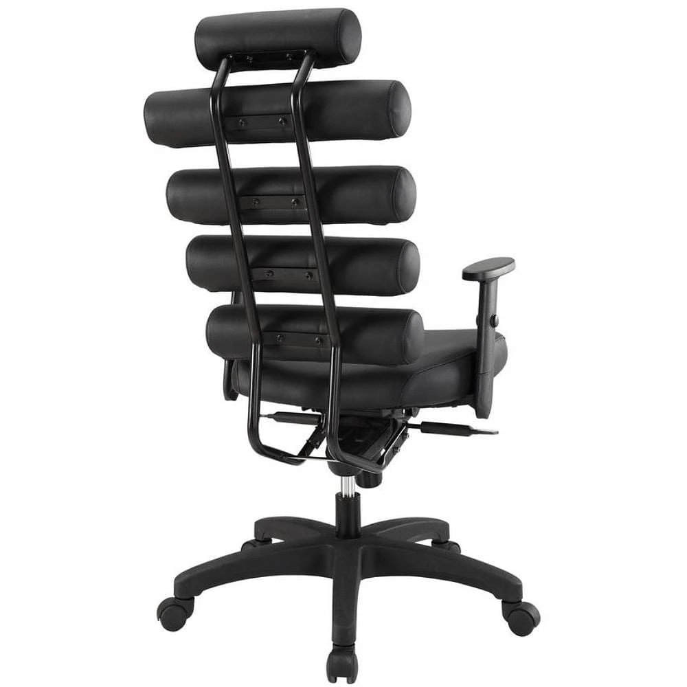 Chaise de bureau Argo pivotante en simili cuir, coussin enroulé le long du dossier