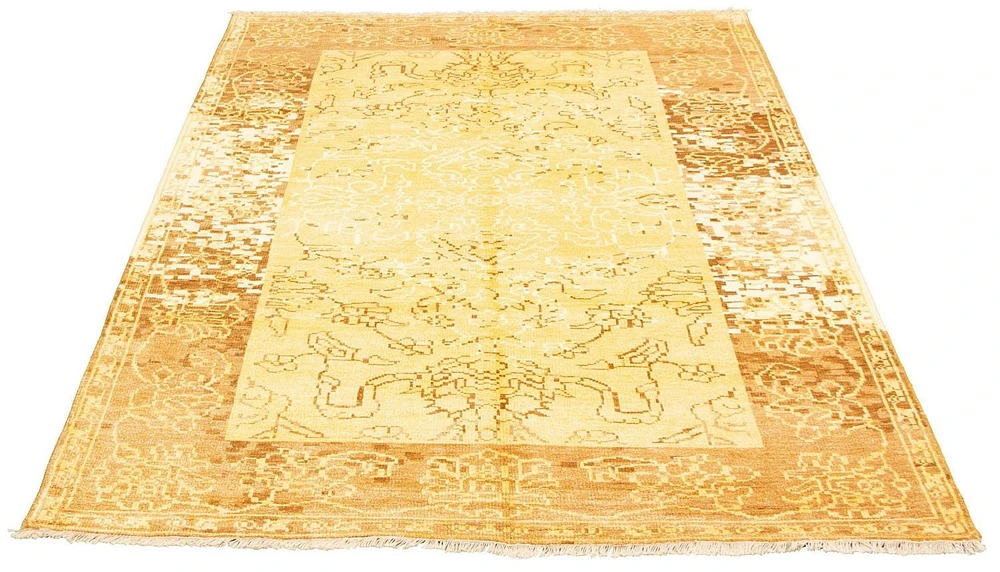 ECARPETGALLERY Tapis Noué à la Main pour Salon, Salle à Manger et Chambre à Coucher Transitionnel Collection Jules Oushak 7'0" x 9'9" en Jaune