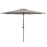 Parasol de marché rond inclinable résistant au vent de 10 pieds CorLiving avec manivelle et cadre en aluminium et en acier