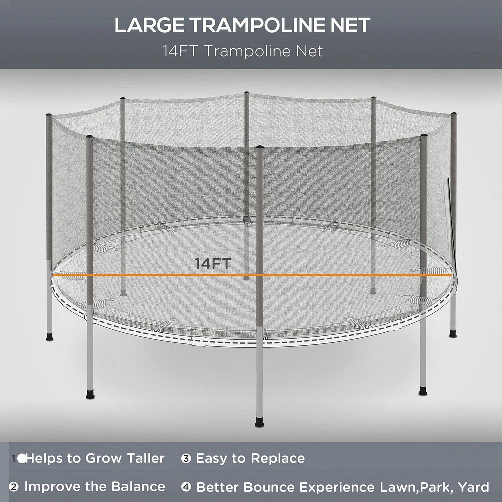 Soozier 14ft Frence Replacement Round Trampoline Enclosure（Net Enclosure Only）
