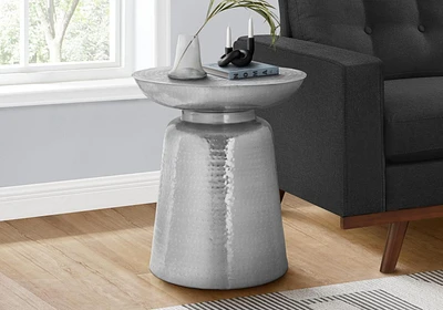 Monarch Specialties  Table D'appoint, Tambour, Coté, Bout, Table De Nuit, Lampe, Salon, Chambre À Coucher, Métal Chromé, Contemporain, Moderne
