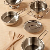 Melissa & Doug, Poêlons et casseroles en acier inoxydable, ensemble de cuisine pour enfants (8 pièces)
